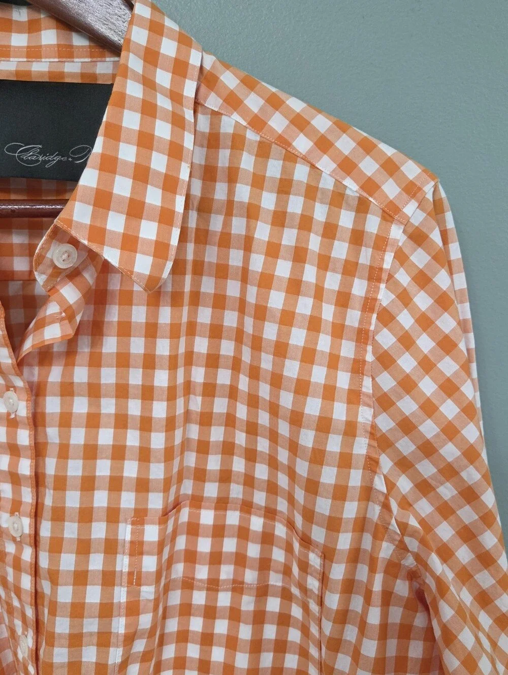 Claridge + King long-sleeve button up shirt crafted vibrant orange Womens XL